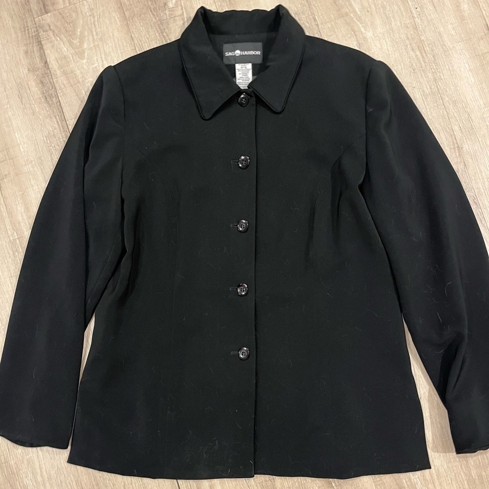 Sag Harbor Black Button Up Women’s Blazer 10 - Picture 3 of 15